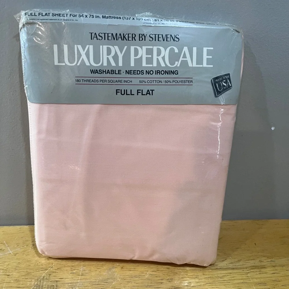 Vtg Tastemaker by Stevens Full Flat Sheet‎ Peach Luxury Percale Made in USA NEW